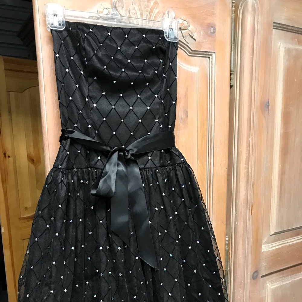 Strapless Sparkly Little Black Dress
